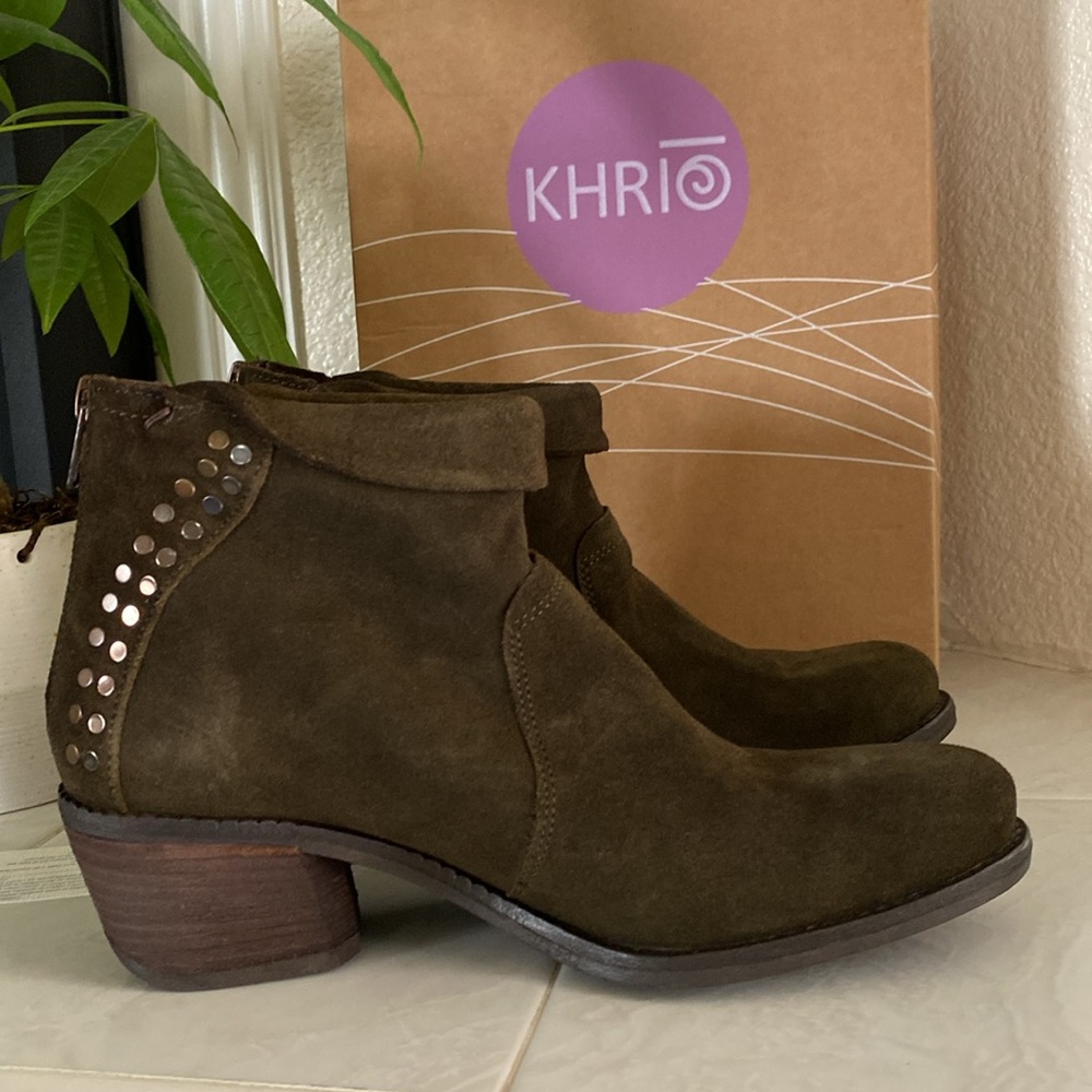 KHRIO Dandi-K Forrest Green leather suede bootie
